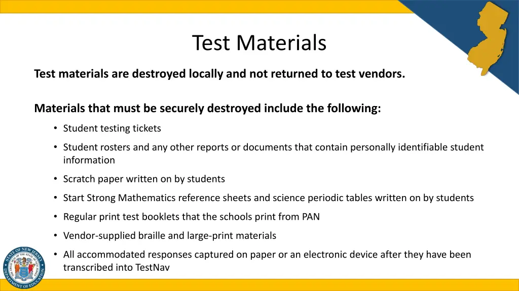 test materials