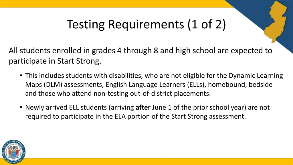 testing requirements 1 of 2