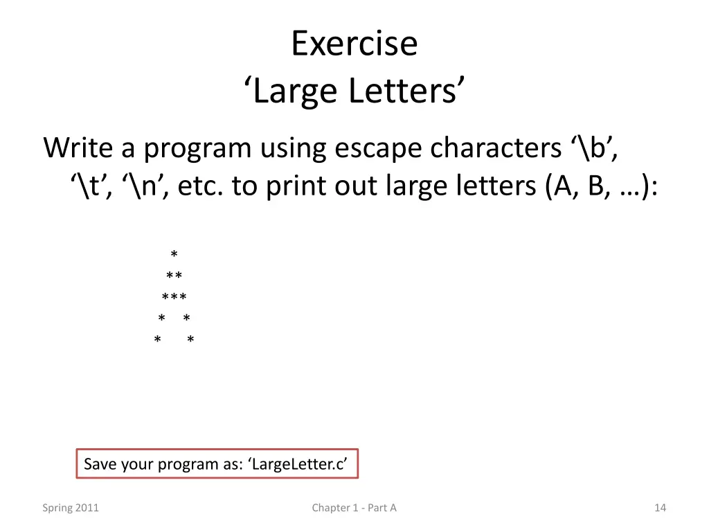 exercise large letters