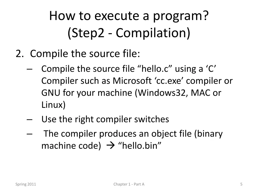 how to execute a program step2 compilation