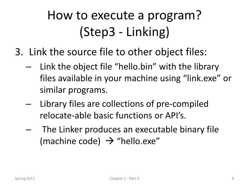 how to execute a program step3 linking