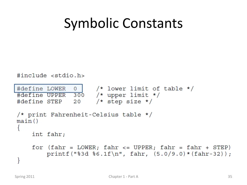 symbolic constants