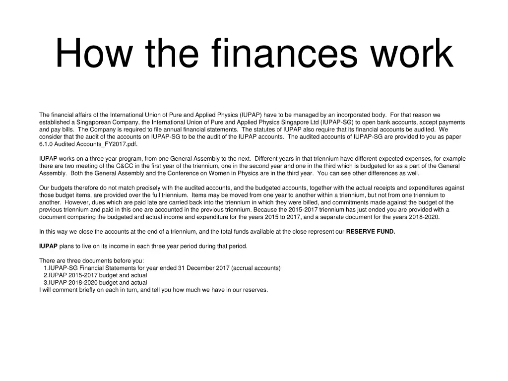 how the finances work
