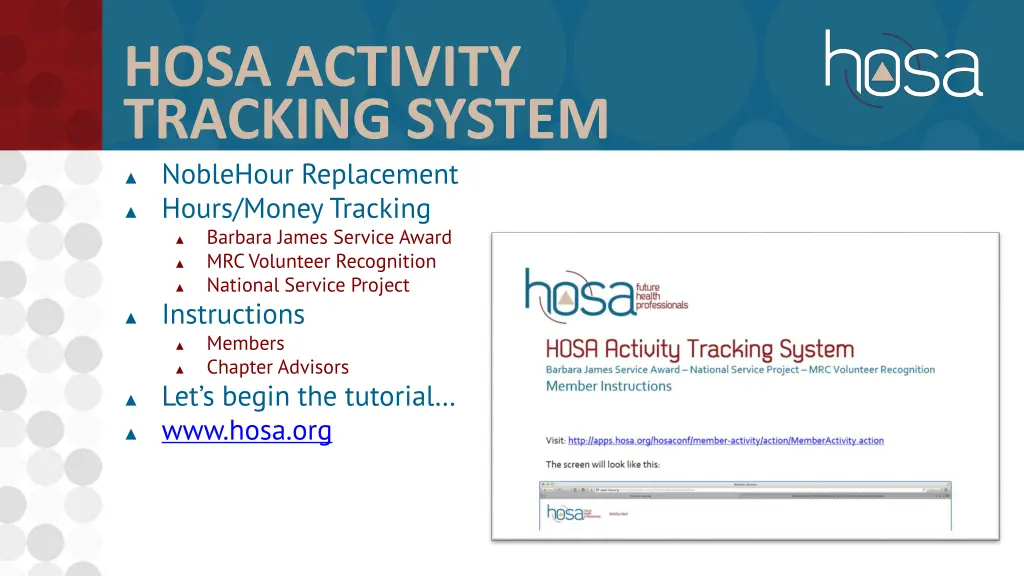 hosa activity tracking system noblehour
