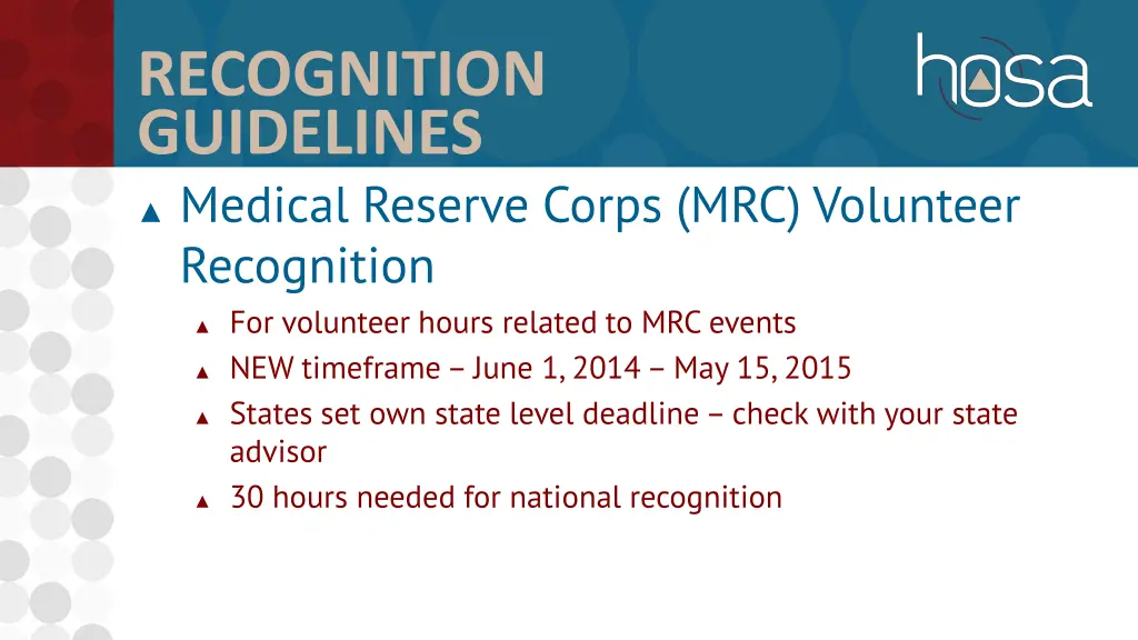 recognition guidelines medical reserve corps
