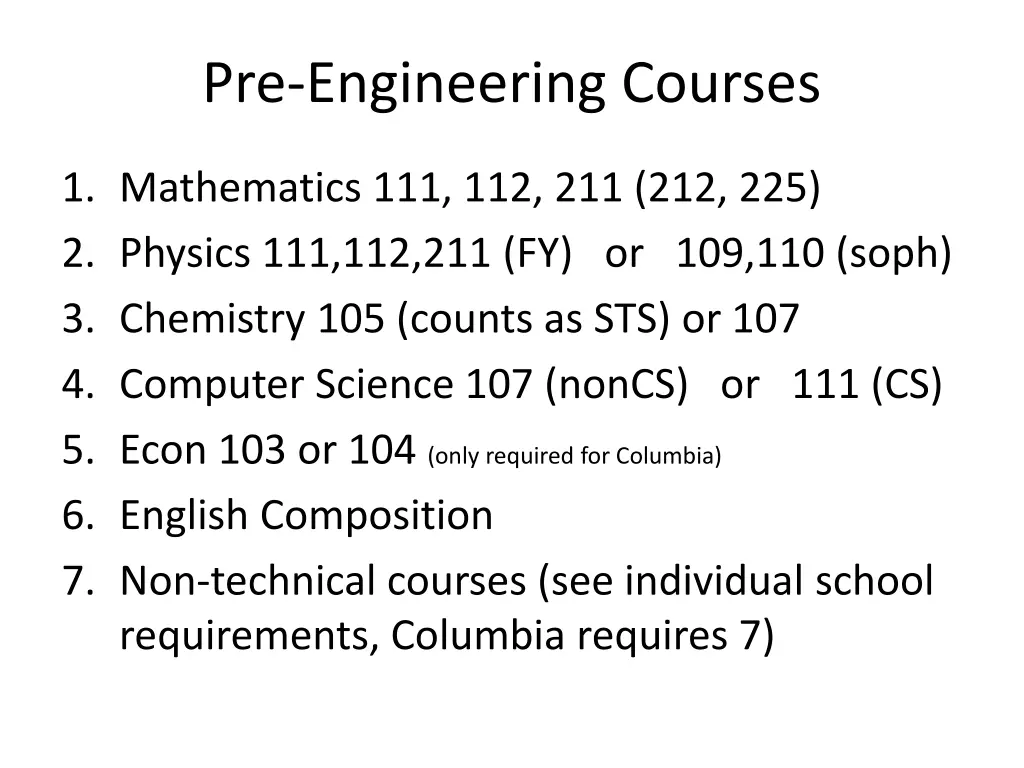 pre engineering courses