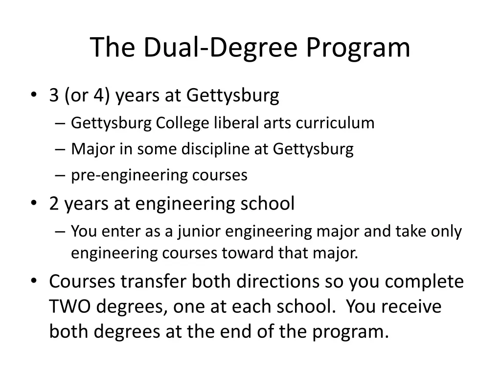 the dual degree program