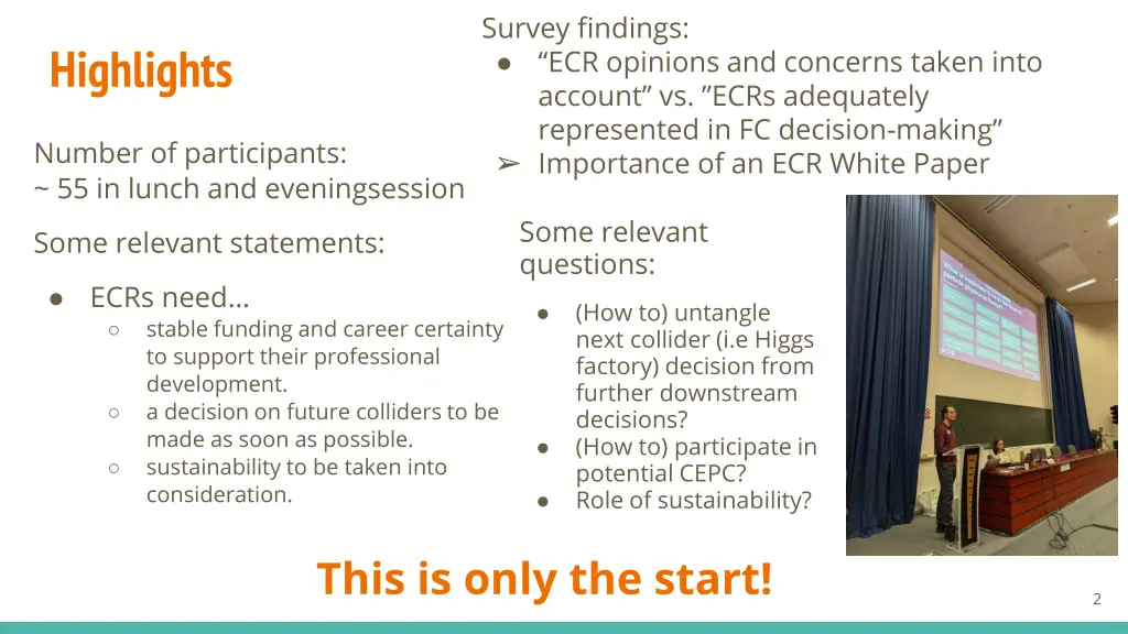 survey findings ecr opinions and concerns taken