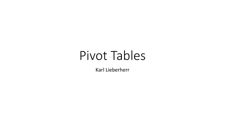 pivot tables