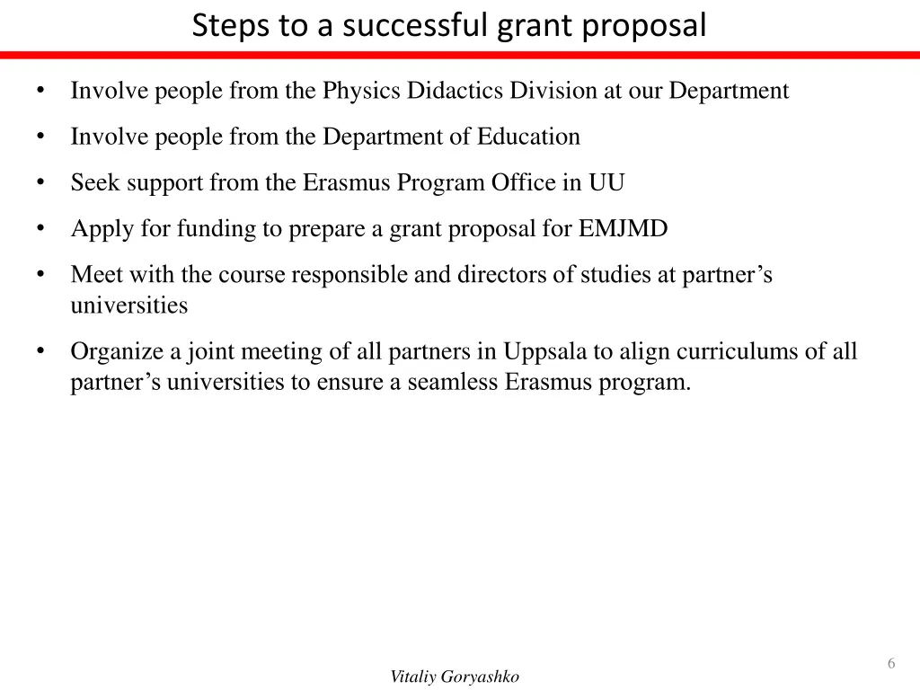 steps to a successful grant proposal
