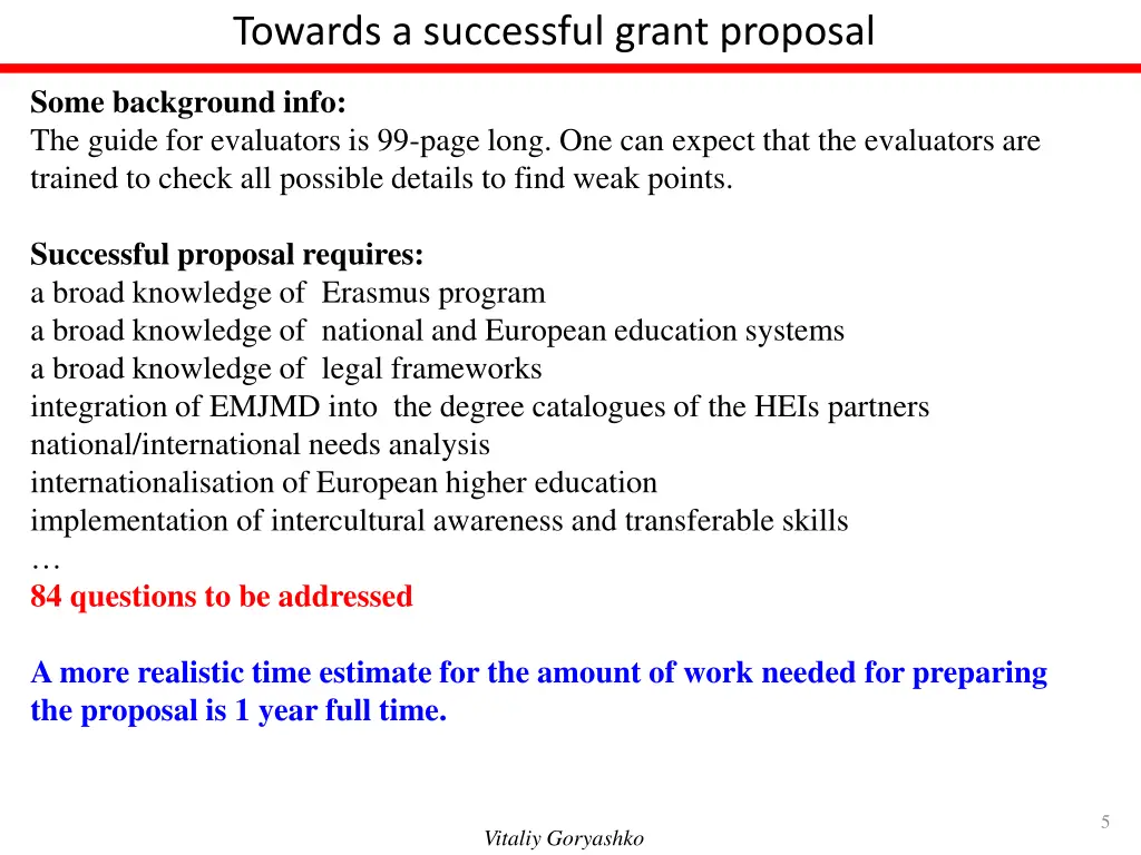 towards a successful grant proposal