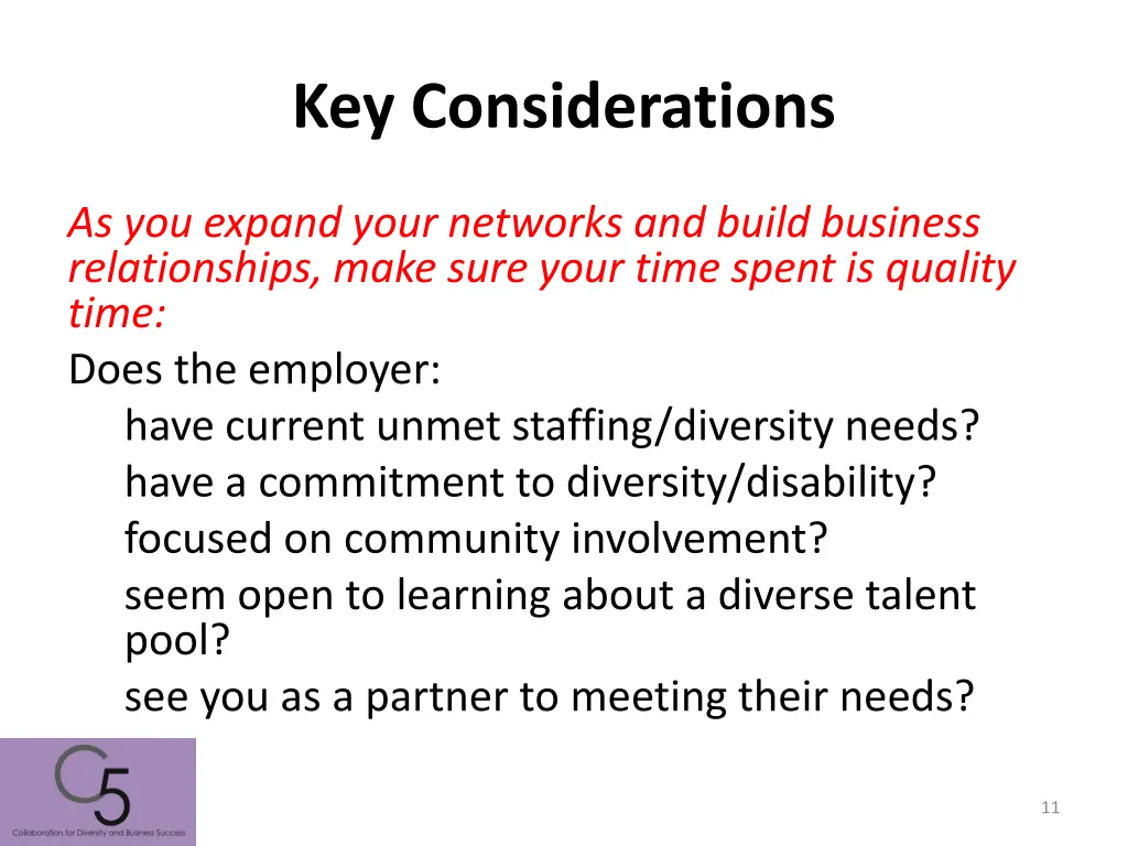 key considerations