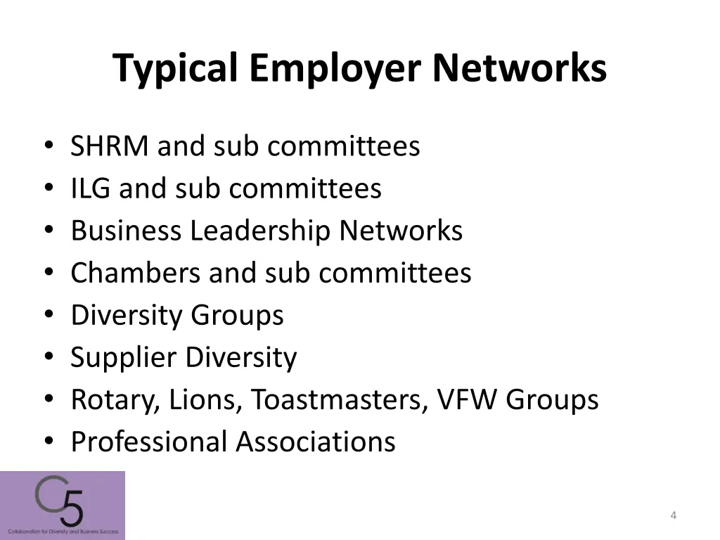 typical employer networks