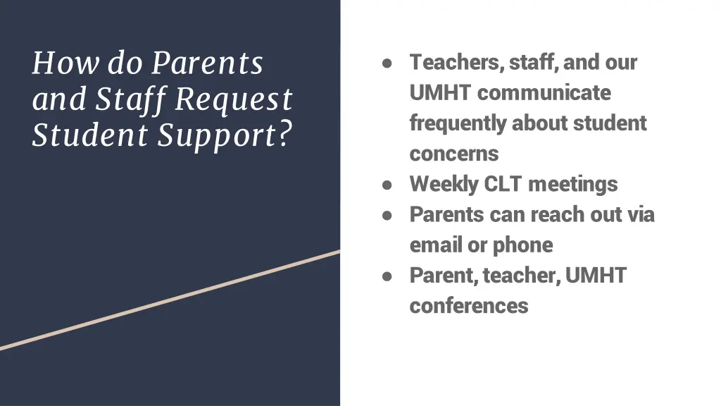 how do parents and staff request student support