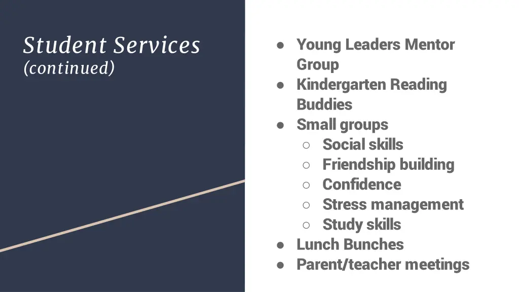student services continued