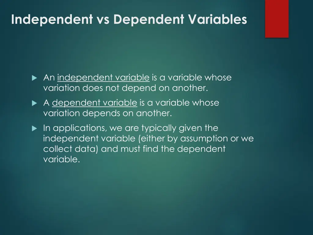 independent vs dependent variables