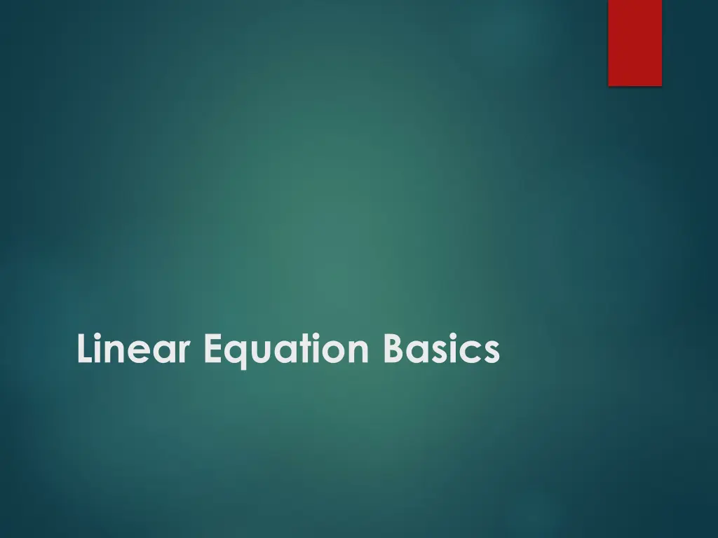 linear equation basics