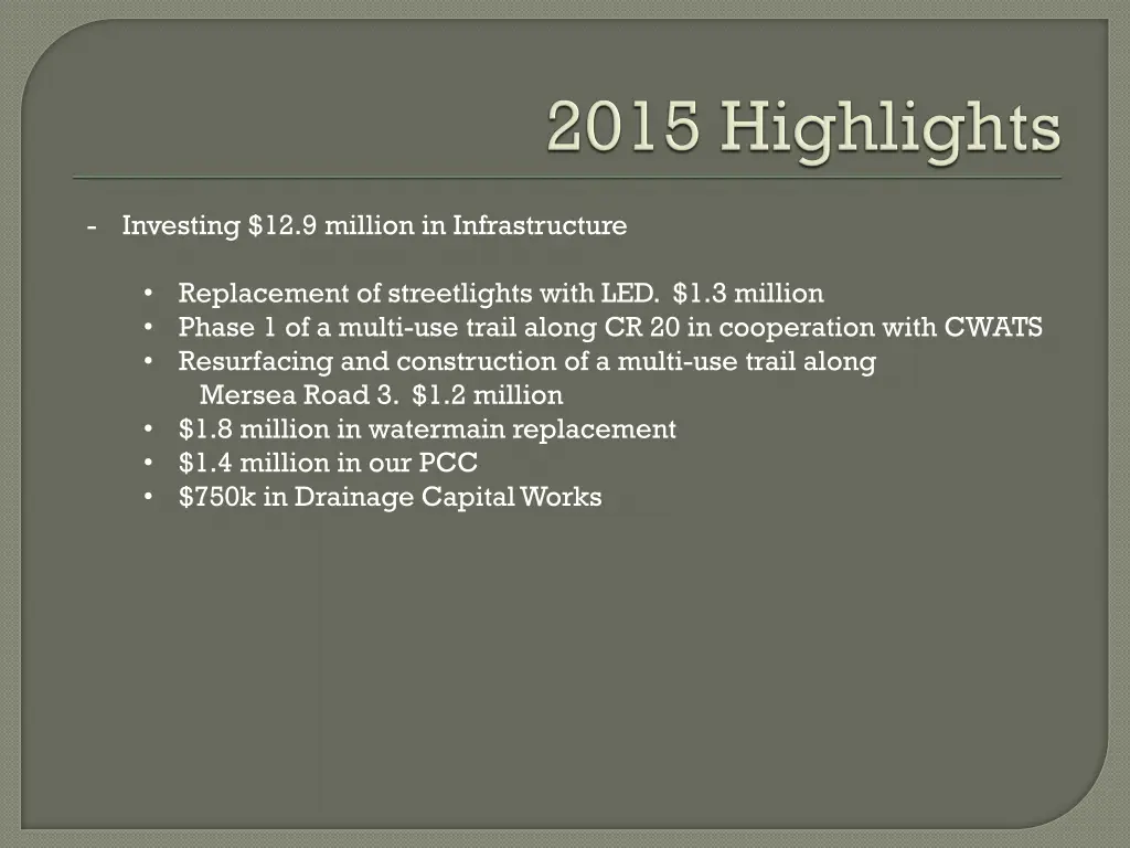 investing 12 9 million in infrastructure