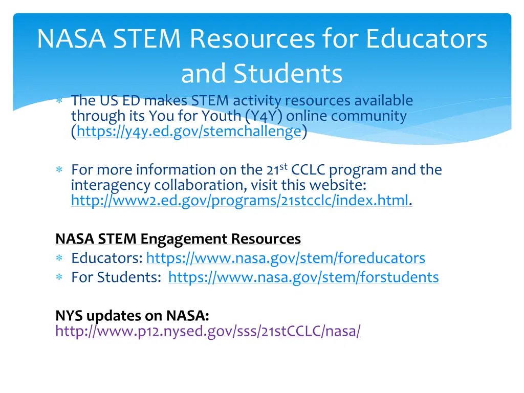 nasa stem resources for educators and students