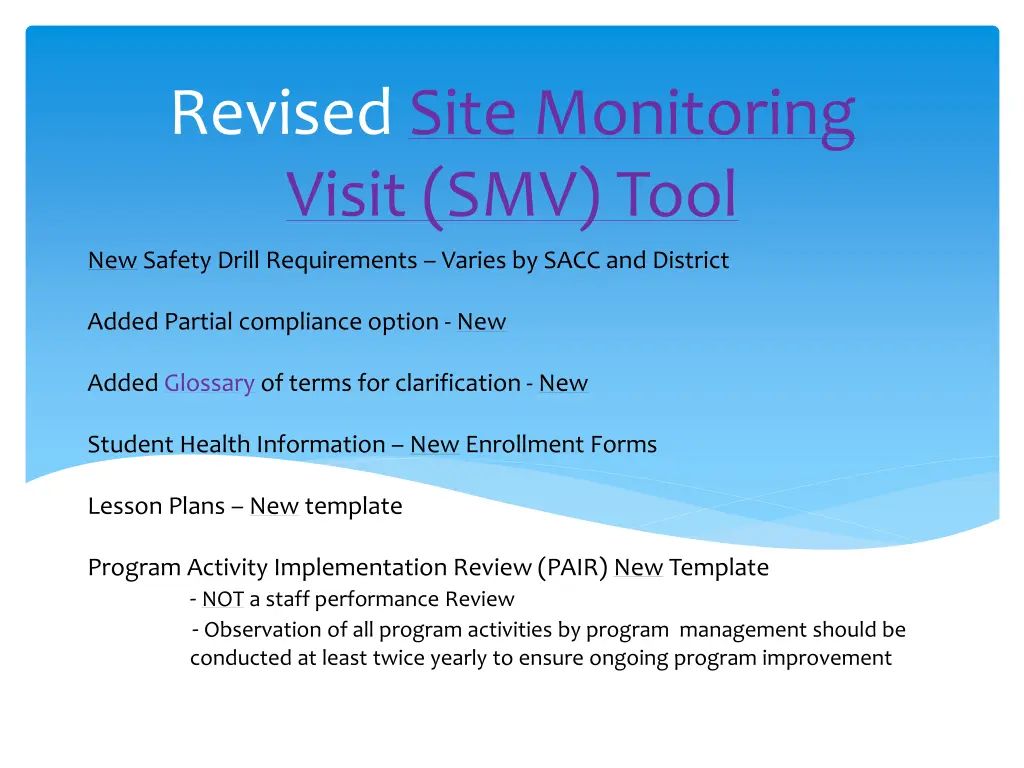 revised site monitoring visit smv tool