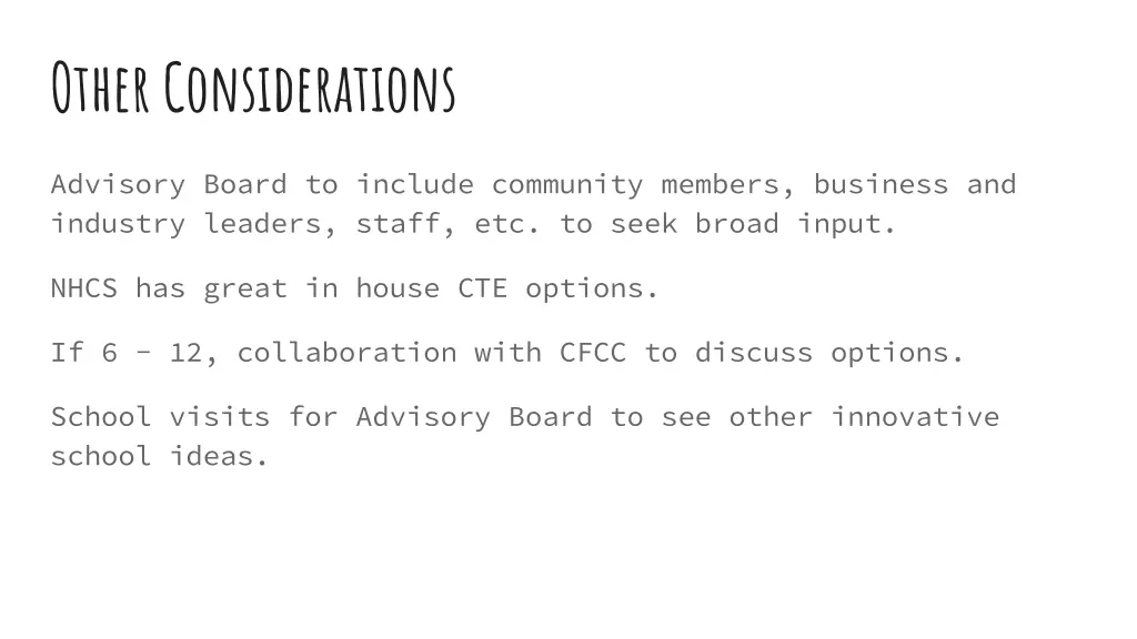 other considerations
