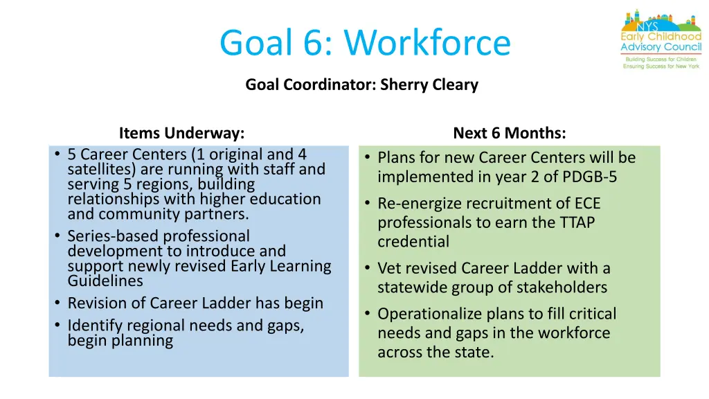 goal 6 workforce