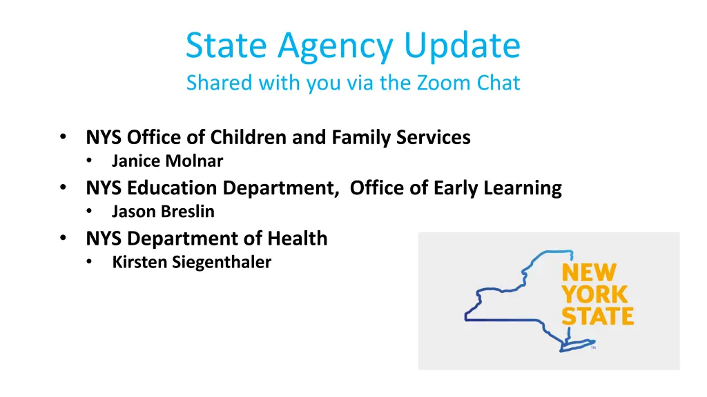 state agency update shared with you via the zoom