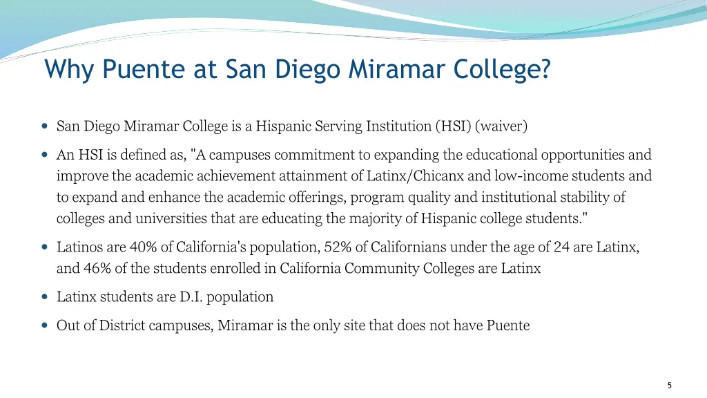 why puente at san diego miramar college