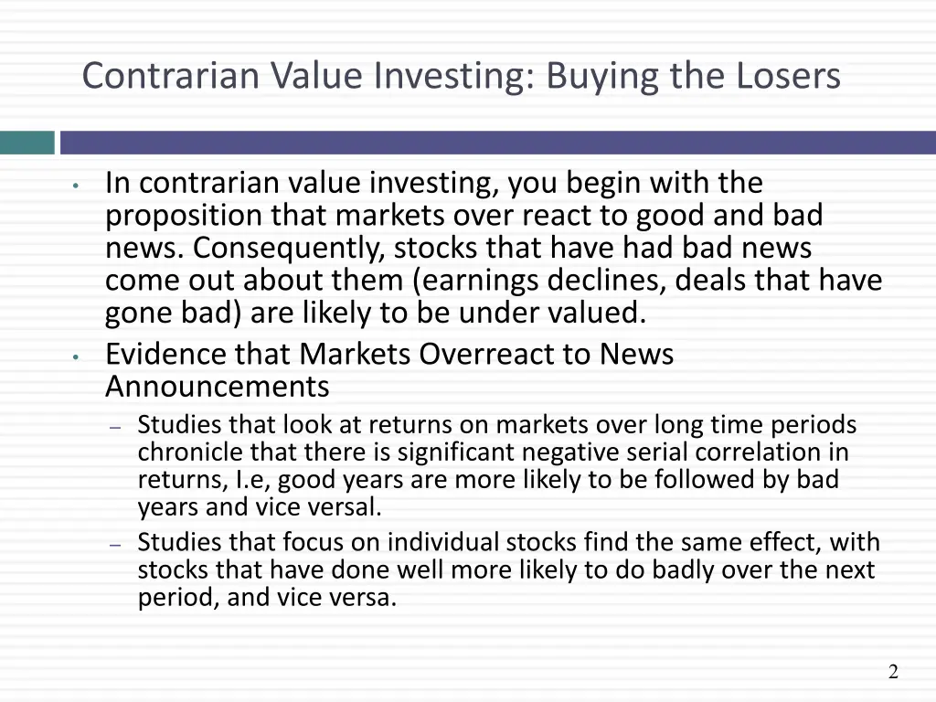 contrarian value investing buying the losers