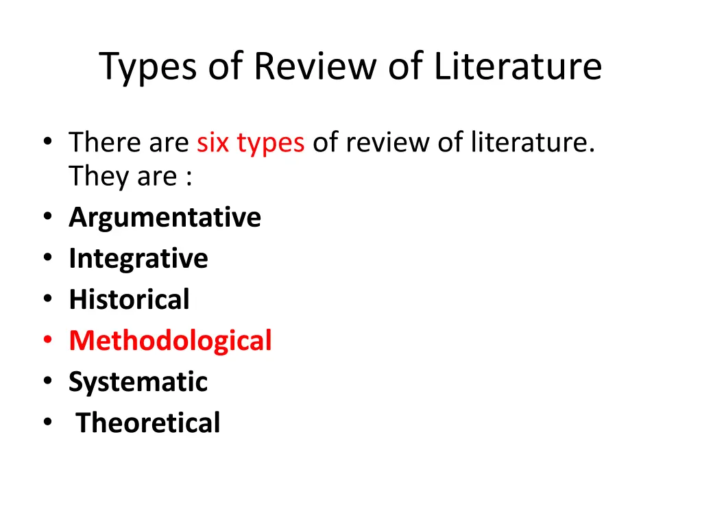 types of review of literature