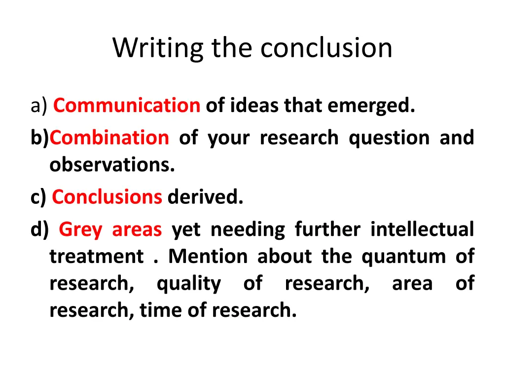 writing the conclusion