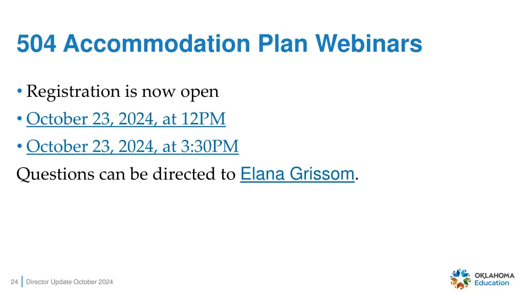504 accommodation plan webinars