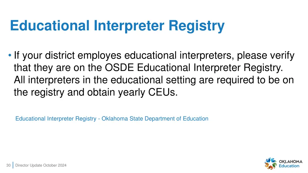 educational interpreter registry