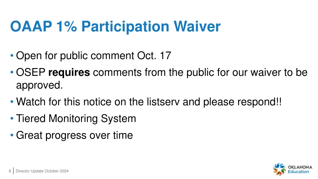 oaap 1 participation waiver