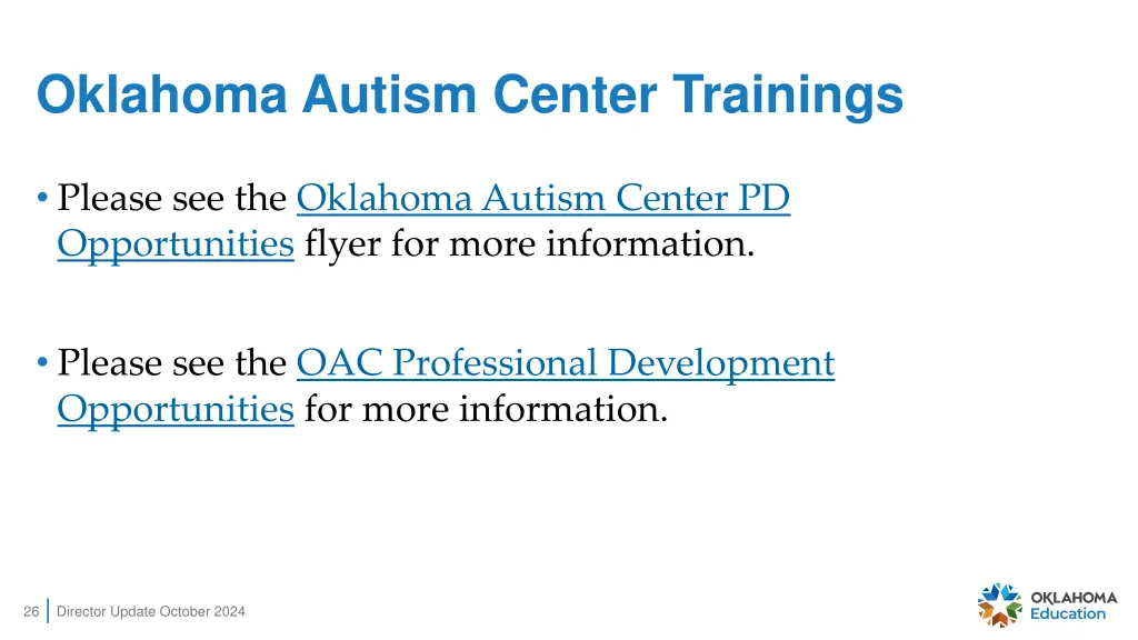 oklahoma autism center trainings