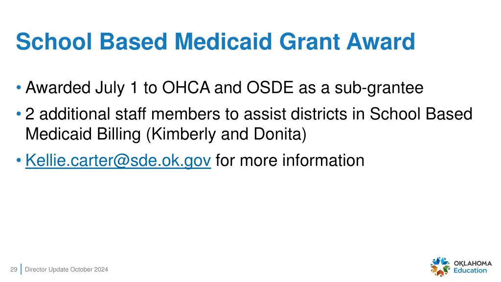 school based medicaid grant award