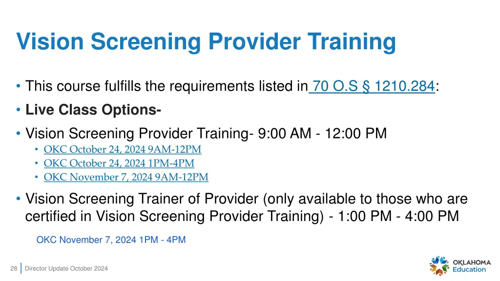 vision screening provider training