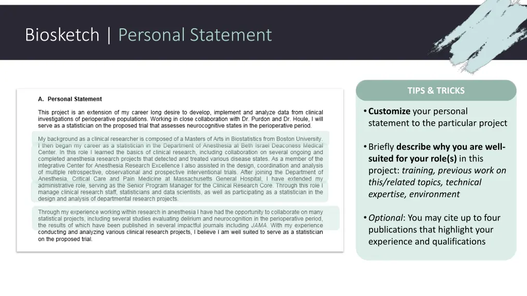 biosketch personal statement