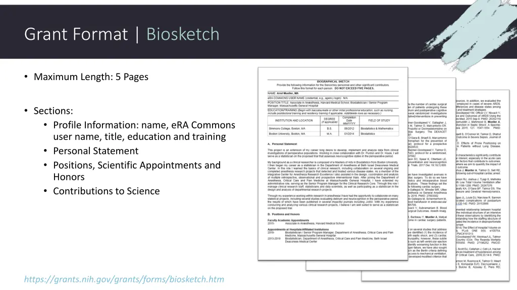 grant format biosketch