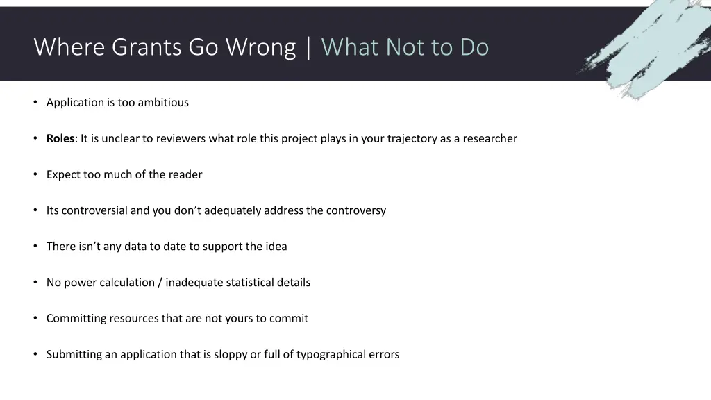 where grants go wrong what not to do