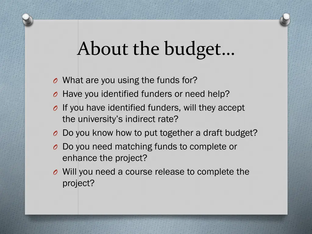 about the budget