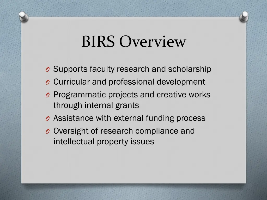 birs overview