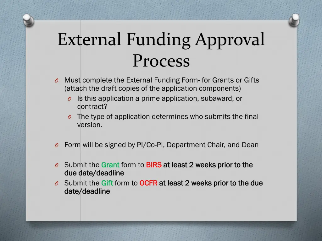 external funding approval process