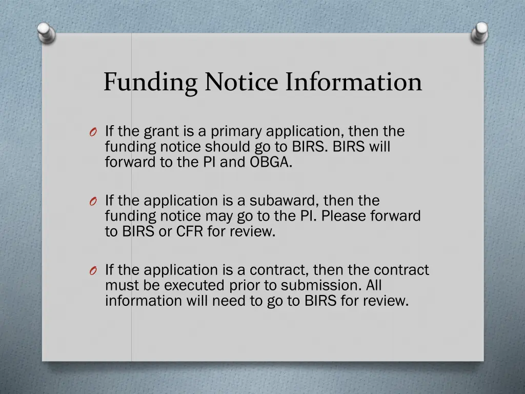 funding notice information