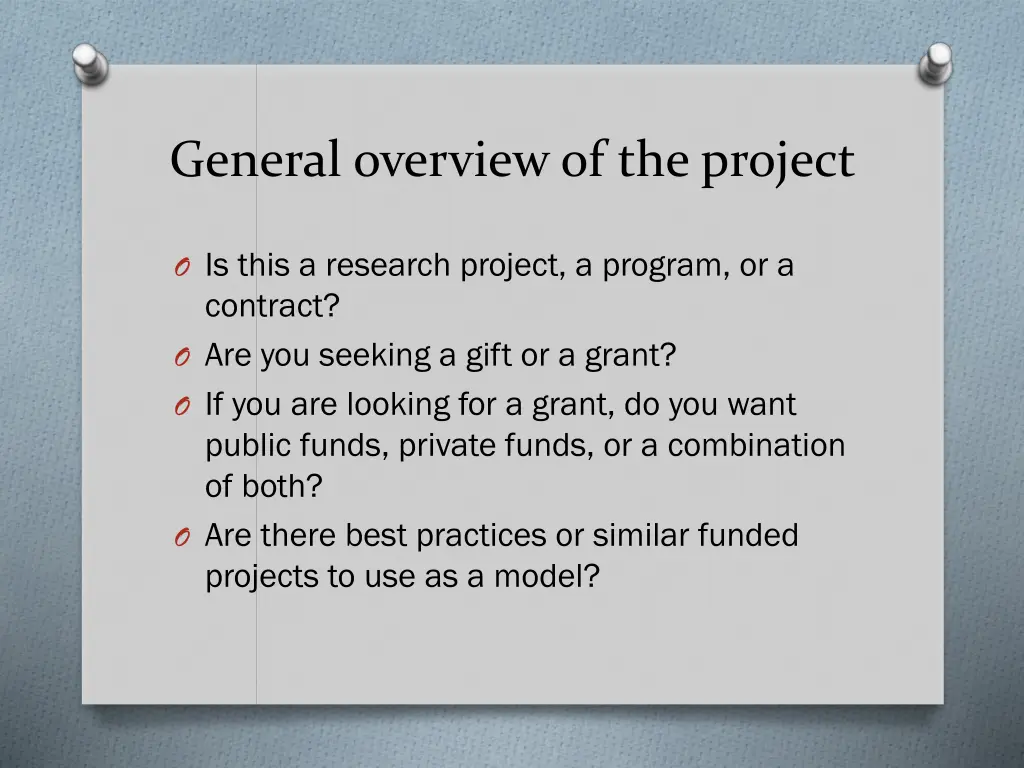general overview of the project