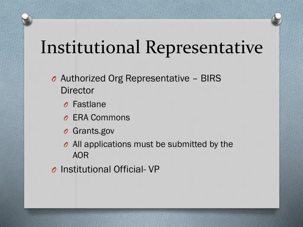 institutional representative