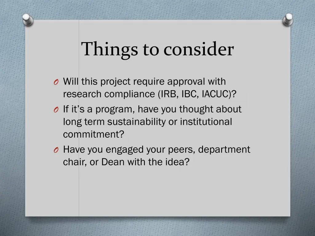 things to consider 1