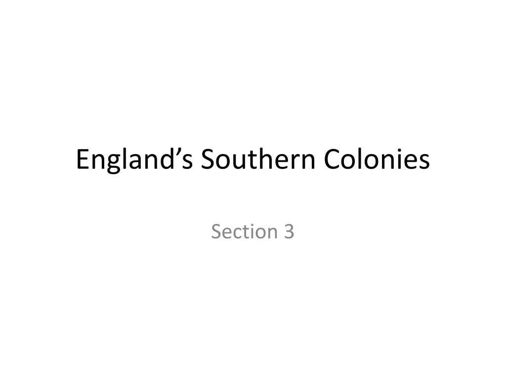 england s southern colonies