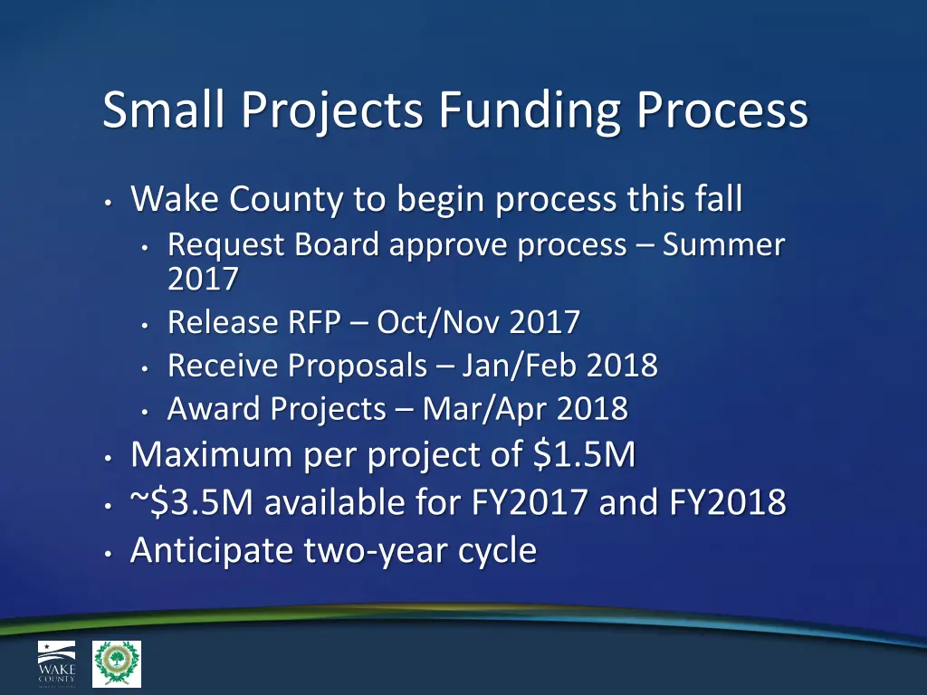 small projects funding process