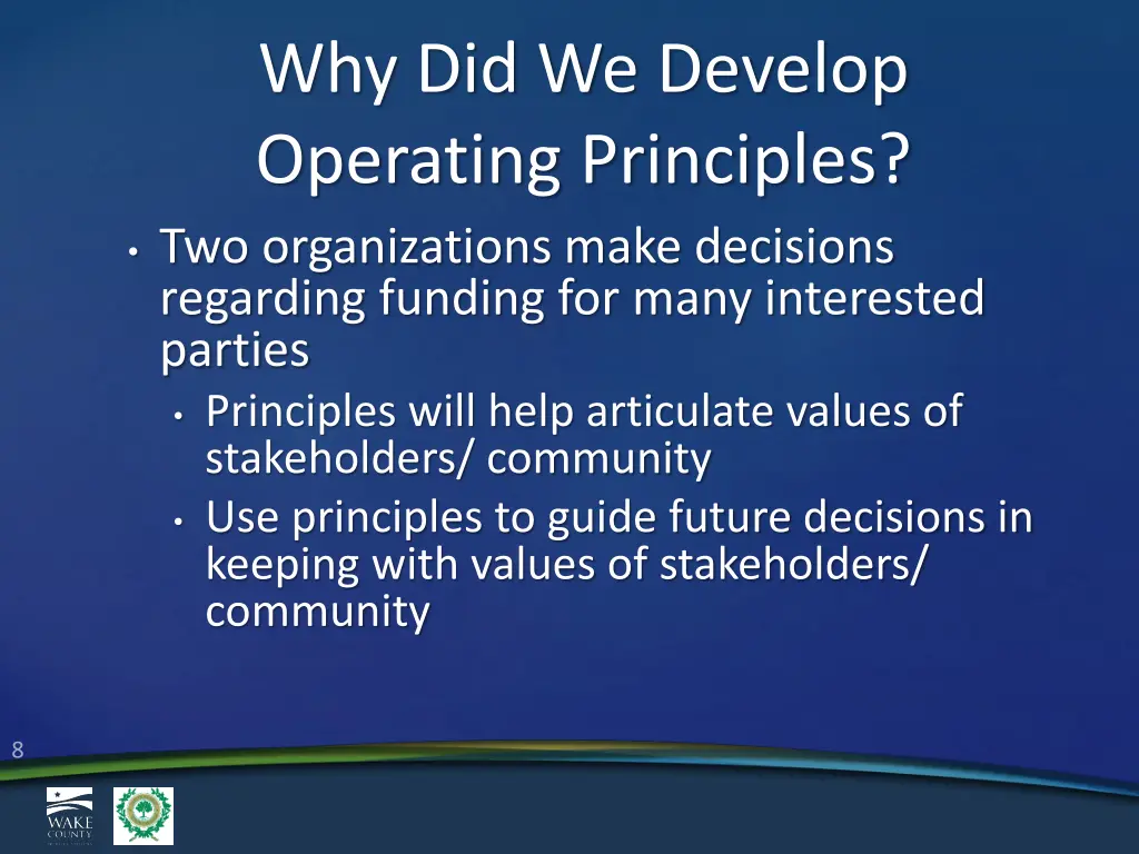 why did we develop operating principles